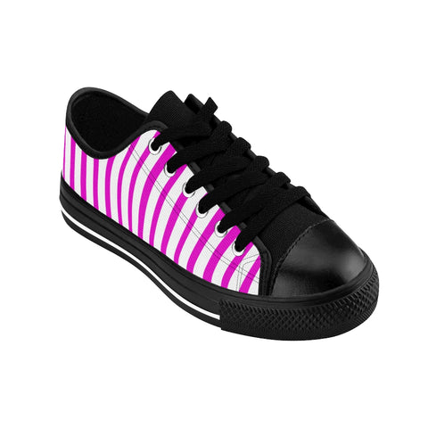 Pink White Striped Women's Sneakers-Shoes-Printify-Heidi Kimura Art LLC Pink White Striped Women's Sneakers, Modern Stripes Low Tops Shoes, Best Striped Sneakers, Classic Modern Stripes Low Tops, Designer Low Top Women's Sneakers Tennis Shoes (US Size: 6-12)