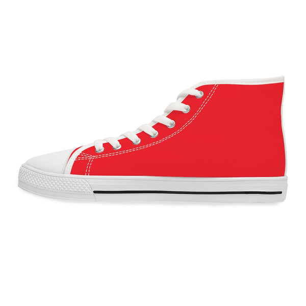 Red Ladies' High Tops, Solid Color Best Women's High Top Canvas Tennis Shoes Fashion Sneakers