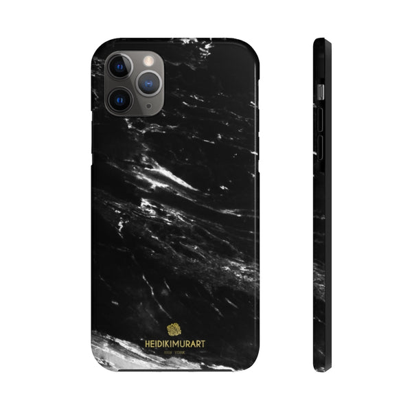 Black Marble Print Phone Case, Designer Case Mate Tough Phone Cases-Made in USA - Heidikimurart Limited 