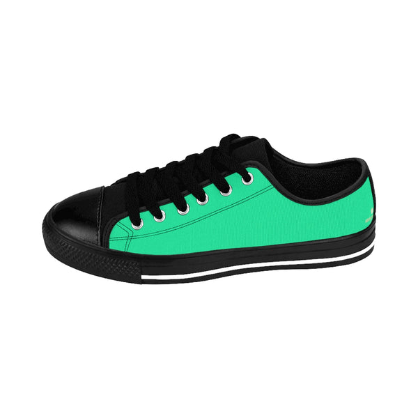Turquoise Blue Solid Color Premium Quality Designer Low Top Women's Sneakers-Women's Low Top Sneakers-Heidi Kimura Art LLC