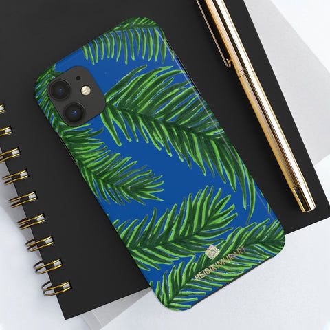 Blue Tropical Print Phone Case, Palm Leaf Case Mate Tough Phone Cases-Made in USA - Heidikimurart Limited 