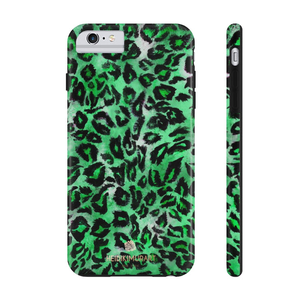 Green Leopard Print Phone Case, Animal Print Case Mate Tough Phone Cases-Made in USA - Heidikimurart Limited 