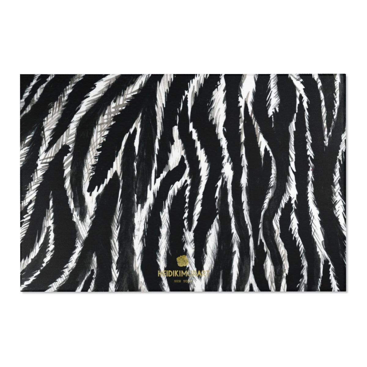 Chic White Black Zebra Animal Print Designer 24x36, 36x60, 48x72 inches Area Rugs-Area Rug-72" x 48"-Heidi Kimura Art LLC