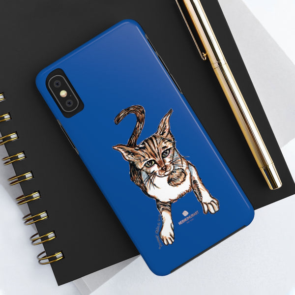 Blue Cat Phone Case, Peanut Meow Cat Designer Case Mate Tough Phone Cases-Printed in USA - Heidikimurart Limited 