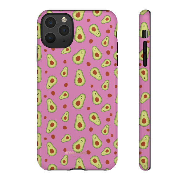 Pink Avocado Print Phone Case, Tough Designer Phone Case For Vegan Lovers -Made in USA-Phone Case-Printify-iPhone 11 Pro Max-Glossy-Heidi Kimura Art LLC