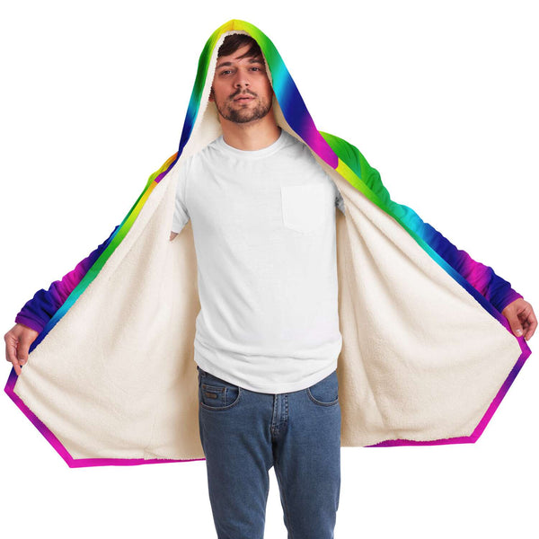 Rainbow Ombre Microfiber Fleece Jacket-Microfleece Cloak - AOP-Subliminator-Heidi Kimura Art LLC