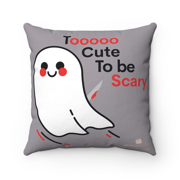Cute Friendly White Ghost Halloween Premium Spun Polyester Square Pillow- Made in USA-Pillow-Heidi Kimura Art LLC