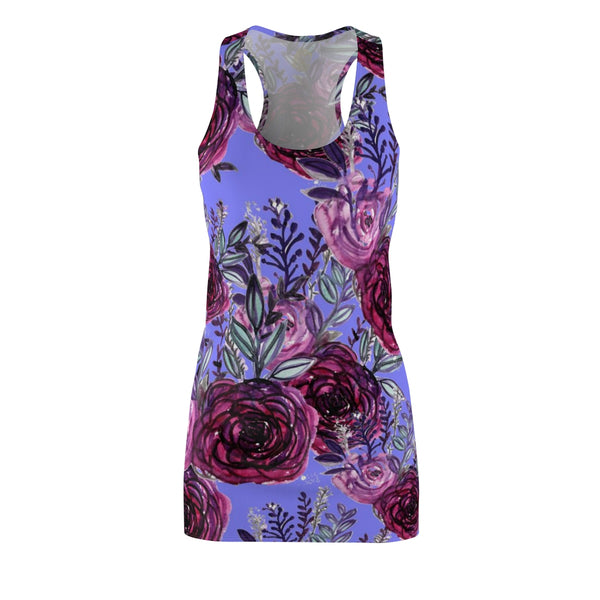 Pastel Purple Rose Floral Print Women's Racerback Dress-Made in USA (US Size: XS-2XL)-Women's Sleeveless Dress-Heidi Kimura Art LLC