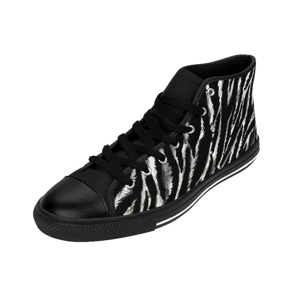 Zebra Women's Sneakers, Striped Animal Print Designer High-top Sneakers Tennis Shoes-Shoes-Printify-Heidi Kimura Art LLCZebra Women's Sneakers, Striped Animal Print 5" Calf Height Women's High-Top Sneakers Running Canvas Shoes (US Size: 6-12)