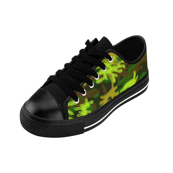 Green Army Camo Women's Sneakers, Army Military Camouflage Printed Fashion Canvas Tennis Shoes
