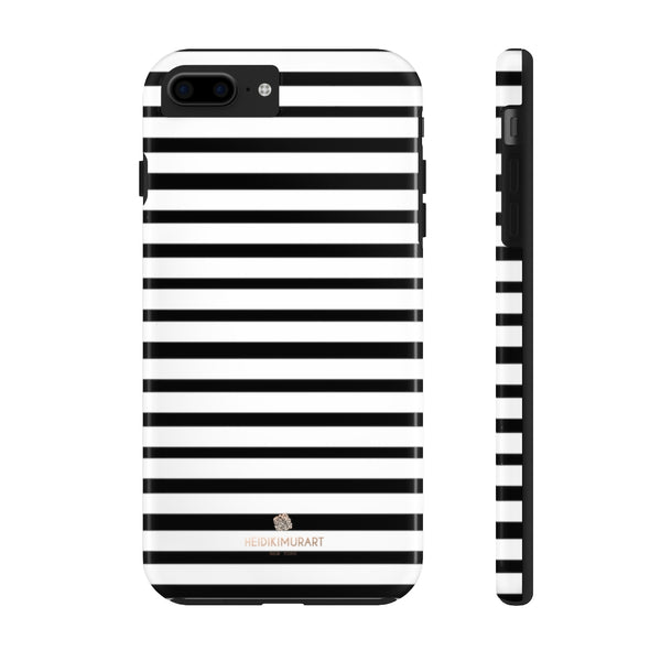 Black White Striped iPhone Case, Designer Case Mate Tough Samsung Galaxy Phone Cases-Phone Case-Printify-iPhone 7 Plus, iPhone 8 Plus Tough-Heidi Kimura Art LLC