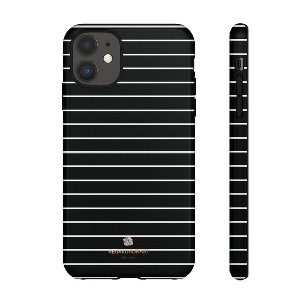 Black White Striped Tough Cases, Designer Phone Case-Made in USA-Phone Case-Printify-iPhone 11-Glossy-Heidi Kimura Art LLC