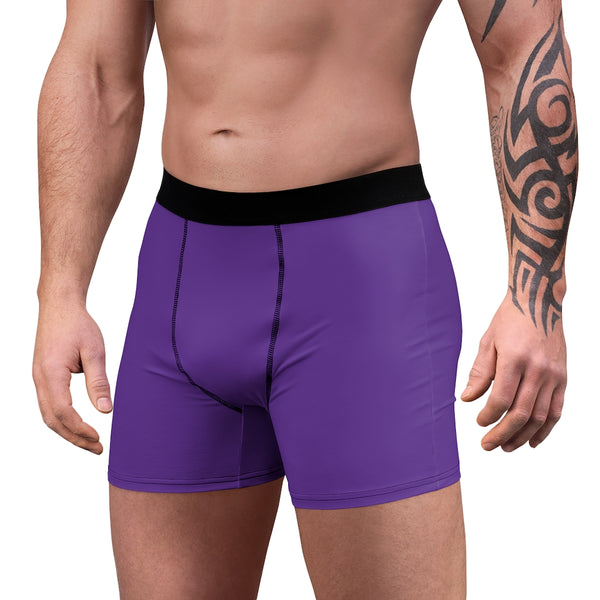 Dark Purple Men's Boxer Briefs, Elastic Modern Minimailsit Basic Essential Sexy Underwear For Men-All Over Prints-Printify-Heidi Kimura Art LLC
