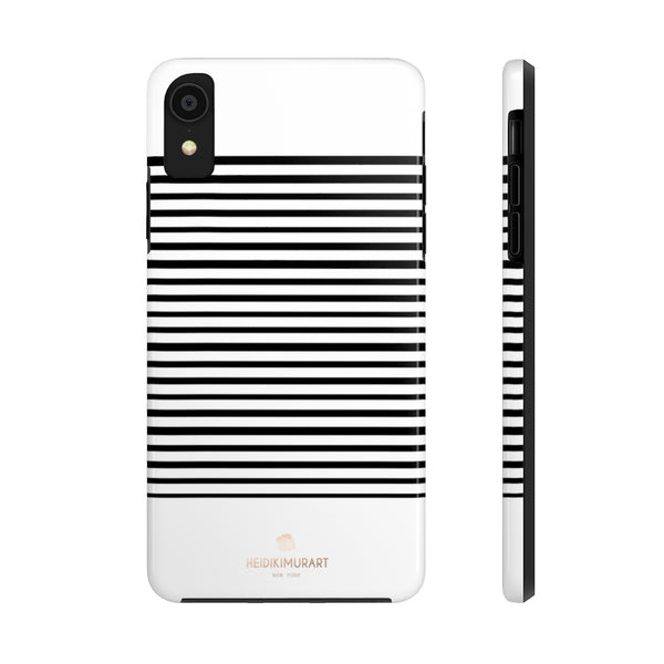 Black White Striped iPhone Case, Case Mate Tough Samsung Galaxy Phone Cases-Phone Case-Printify-iPhone XR-Heidi Kimura Art LLC