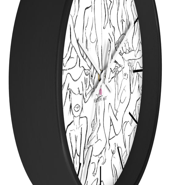 Nude Drawing Art Wall Clock,  10 inch Diameter Art Wall Clock-Printed in USA, Large Round Wood Bedroom Wall Clock
