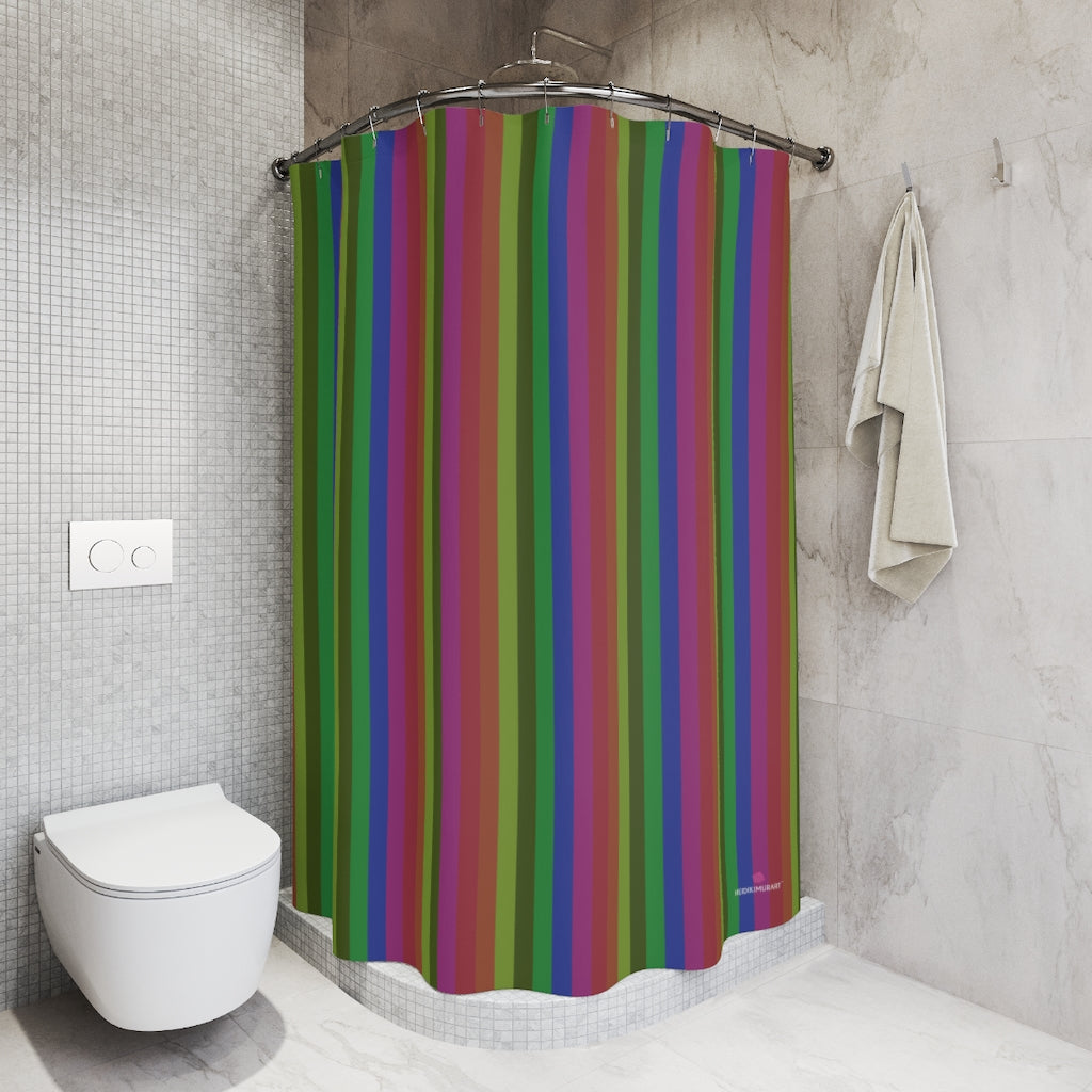 Rainbow Striped Polyester Shower Curtain