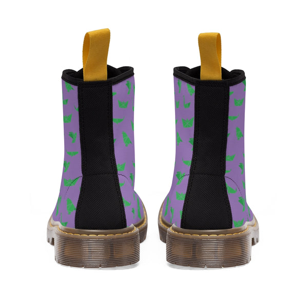 Purple Crane Men Hiker Boots, Designer Men's Laced Up Water Resistant Canvas Boots For Men