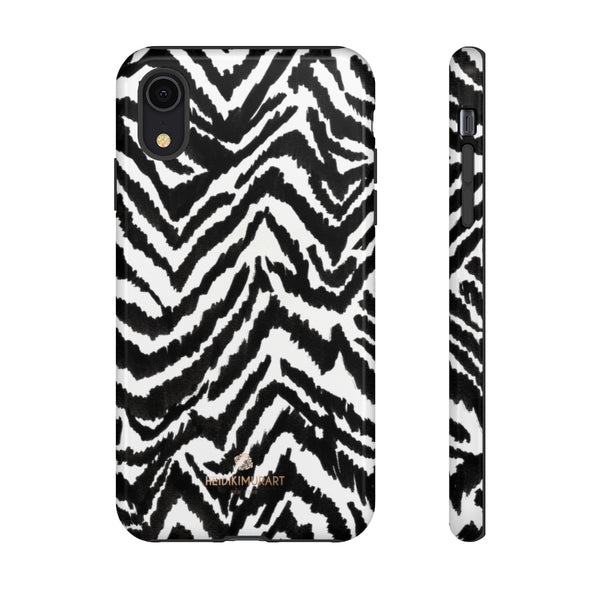 White Tiger Stripe Phone Case, Animal Print Best Tough Designer Phone Case -Made in USA-Phone Case-Printify-iPhone XR-Glossy-Heidi Kimura Art LLC