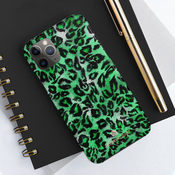 Green Leopard Print Phone Case, Animal Print Case Mate Tough Phone Cases-Made in USA - Heidikimurart Limited 