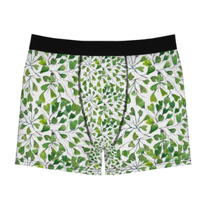 Green Maidenhair Men's Boxer Briefs, Tropical Fern Leaf Print Underwear For Men-All Over Prints-Printify-L-Black Seams-Heidi Kimura Art LLC