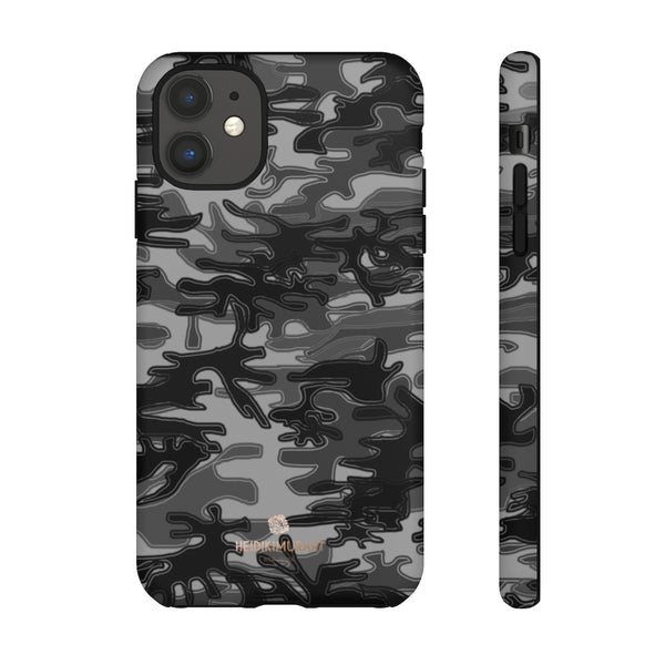 Grey Camouflage Phone Case, Army Military Print Tough Designer Phone Case -Made in USA-Phone Case-Printify-iPhone 11-Matte-Heidi Kimura Art LLC