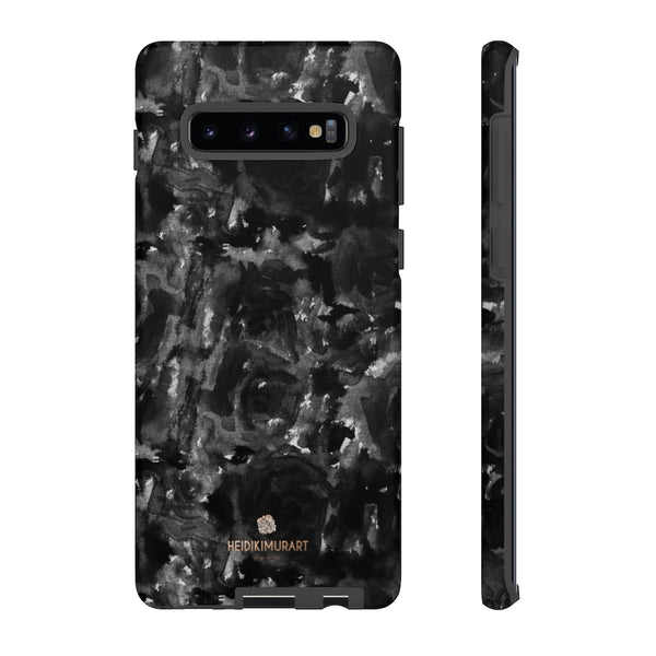 Black Rose Floral Tough Cases, Abstract Print Best Designer Phone Case-Made in USA-Phone Case-Printify-Samsung Galaxy S10 Plus-Matte-Heidi Kimura Art LLC