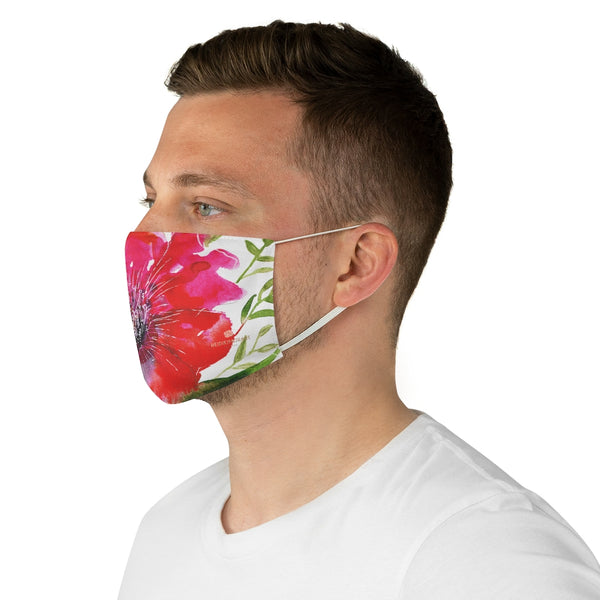 Red Hibiscus Floral Face Mask, Adult Flower Print Modern Fabric Face Mask-Made in USA-Accessories-Printify-One size-Heidi Kimura Art LLC Red Hibiscus Floral Print Face Mask, Flower Elegant Designer Fashion Face Mask For Men/ Women, Designer Premium Quality Modern Polyester Fashion 7.25" x 4.63" Fabric Non-Medical Reusable Washable Chic One-Size Face Mask With 2 Layers For Adults With Elastic Loops-Made in USA