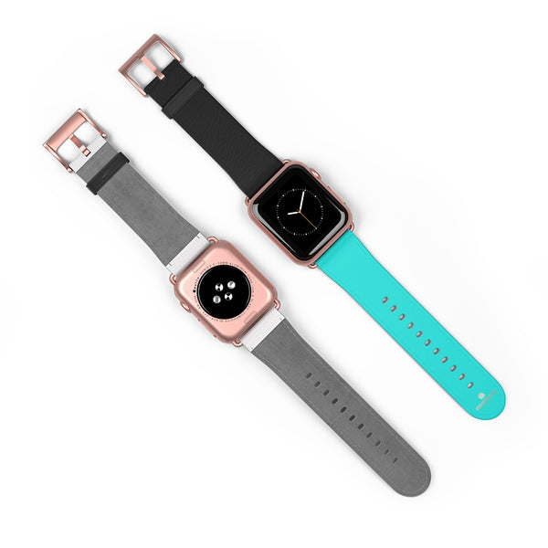 Turquoise Blue Black Dual Color 38mm/42mm Watch Band For Apple Watches- Made in USA-Watch Band-Heidi Kimura Art LLC