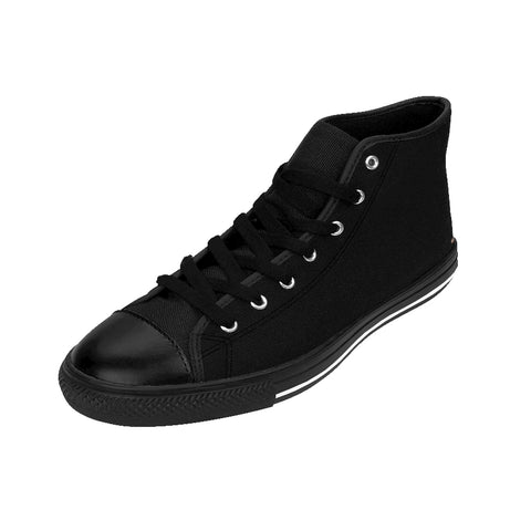 Outer Space Black Solid Color Women's High Top Sneakers Running Shoes-Women's High Top Sneakers-Heidi Kimura Art LLC Black Solid Color Women's Sneakers, Outer Space Black Solid Color Women's High Top Sneakers Running Shoes (US Size: 6-12)