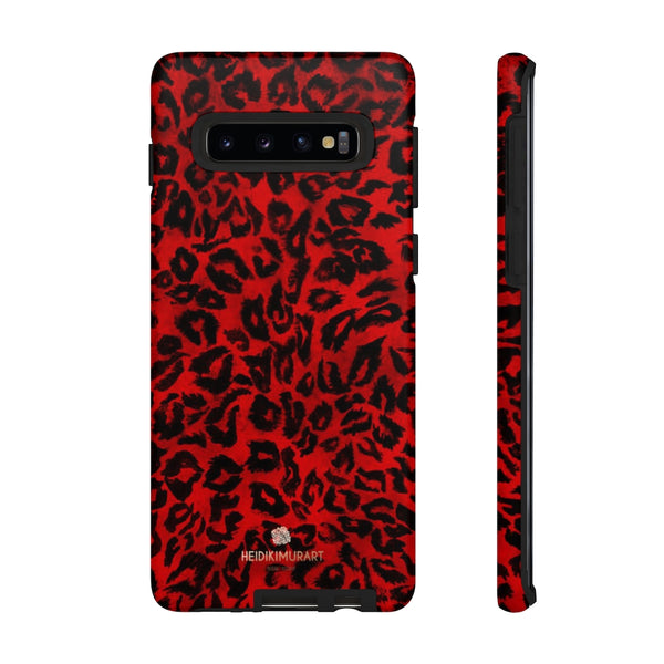 Red Leopard Print Phone Case, Animal Print Tough Designer Phone Case -Made in USA-Phone Case-Printify-Samsung Galaxy S10-Matte-Heidi Kimura Art LLC