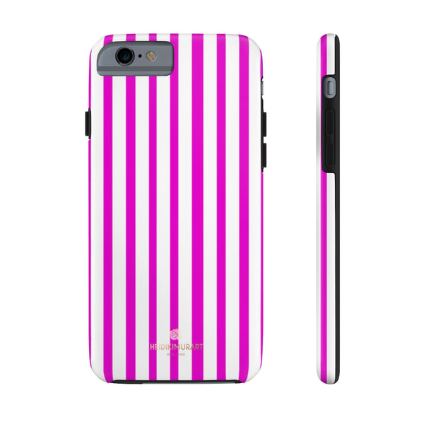 Pink Striped iPhone Case, Designer Case Mate Tough Samsung Galaxy Phone Cases-Phone Case-Printify-iPhone 6/6s Tough-Heidi Kimura Art LLC