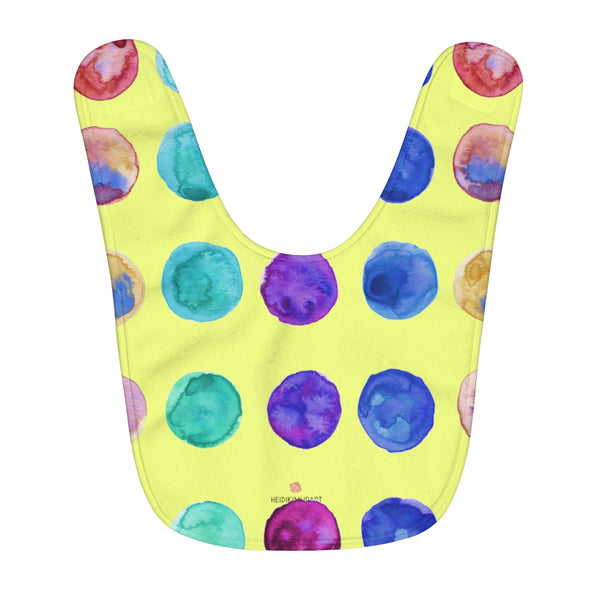Lime Yellow Colorful Polka Dots Pattern Fleece Baby Bib - Designed and Made in USA-Baby Bib-One Size-Heidi Kimura Art LLC
