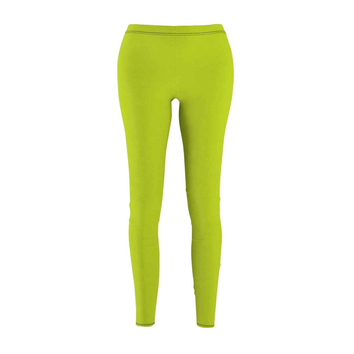 Lime Green Solid Color Women's Casual Leggings Fashion Tights- Made in USA-Casual Leggings-White Seams-M-Heidi Kimura Art LLC
