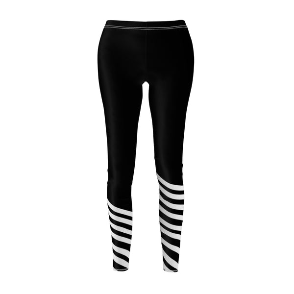 Black Striped Women's Casual Leggings-All Over Prints-Printify-Heidi Kimura Art LLC