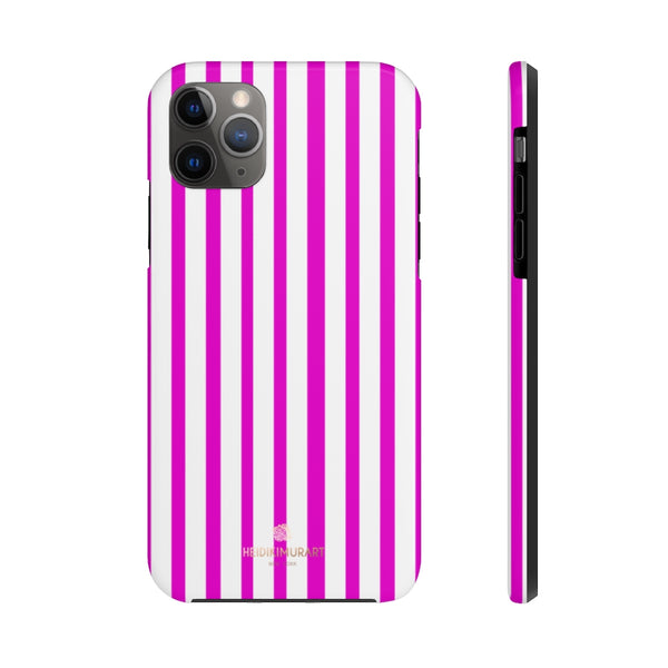 Pink Striped iPhone Case, Designer Case Mate Tough Samsung Galaxy Phone Cases-Phone Case-Printify-iPhone 11 Pro Max-Heidi Kimura Art LLC