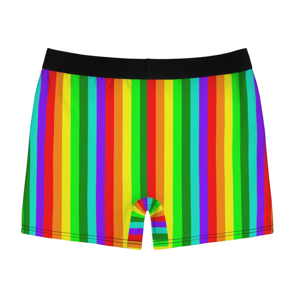 Rainbow Striped Men's Boxer Briefs, Stripes Modern Simple Essential Designer Best Underwear For Men, Best Underwear For Men Sexy Hot Men's Boxer Briefs Hipster Lightweight 2-sided Soft Fleece Lined Fit Underwear - (US Size: XS-3XL)