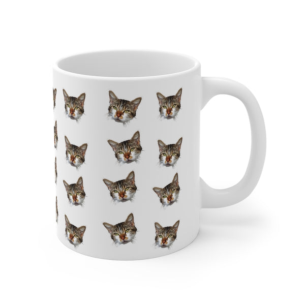 Cat Peanut Print Mug 11oz, Coffee Tea Ceramic Cup With Rounded Corners with C-Handle-Mug-Printify-11oz-Heidi Kimura Art LLC