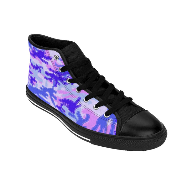 Purple Violet Camouflage Army Military Print Men's High-top Sneakers Tennis Shoes-Men's High Top Sneakers-Heidi Kimura Art LLC