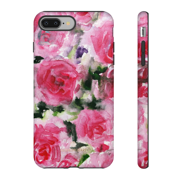 Pink Rose Floral Tough Cases, Roses Flower Print Best Designer Phone Case-Made in USA-Phone Case-Printify-iPhone 8 Plus-Matte-Heidi Kimura Art LLC