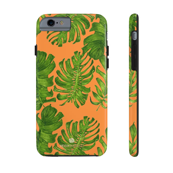 Orange Green Tropical Leaf iPhone Case, Case Mate Tough Samsung Galaxy Phone Cases-Phone Case-Printify-iPhone 6/6s Tough-Heidi Kimura Art LLC