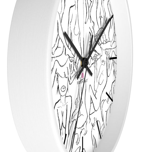 Nude Drawing Art Wall Clock,  10 inch Diameter Art Wall Clock-Printed in USA, Large Round Wood Bedroom Wall Clock