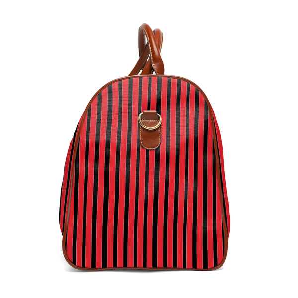 Red Striped Waterproof Travel Bag