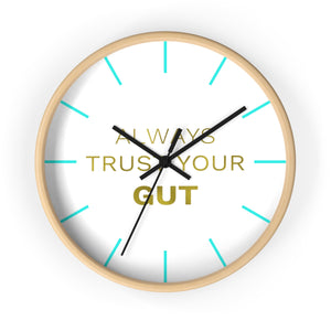 Inspirational Quote Wall Clock, 10" Dia. Clock w/ "Always Trust Your Gut" Quote- Made in USA-Wall Clock-Wooden-Black-Heidi Kimura Art LLC