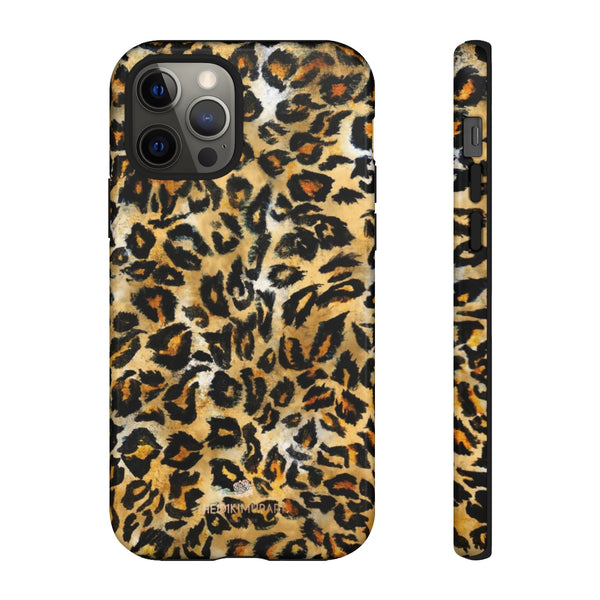 Brown Leopard Tough Cases, Animal Print Best Designer Phone Case-Made in USA-Phone Case-Printify-iPhone 12 Pro-Glossy-Heidi Kimura Art LLC