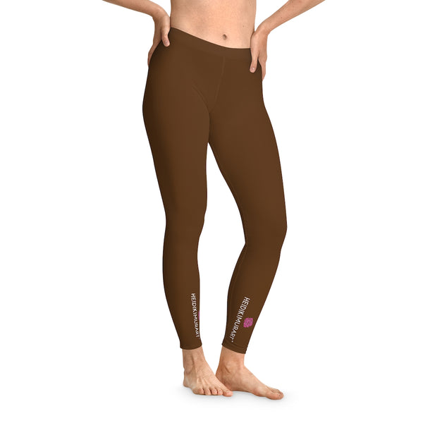 Dark Brown Solid Color Tights, Brown Solid Color Designer Comfy Women's Fancy Dressy Cut &amp; Sew Casual Leggings - Made in USA (US Size: XS-2XL) Casual Leggings For Women For Sale, Fashion Leggings, Leggings Plus Size, Mid-Waist Fit Tights&nbsp;