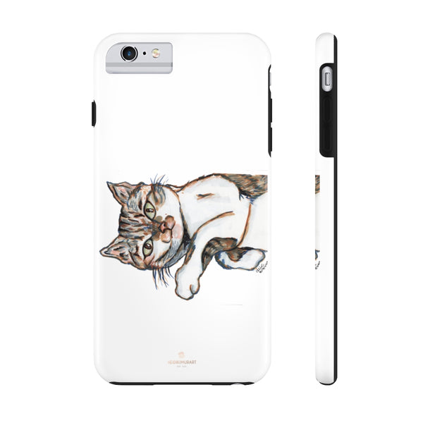 Cute White Cat Phone Case, Peanut Meow Cat Case Mate Tough Phone Cases-Made in USA - Heidikimurart Limited 