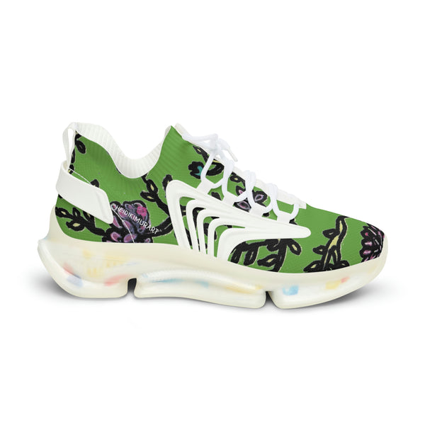 Green Floral Print Men's Shoes, Flower Print Best Comfy Men's Mesh Sports Sneakers Shoes (US Size: 5-12)