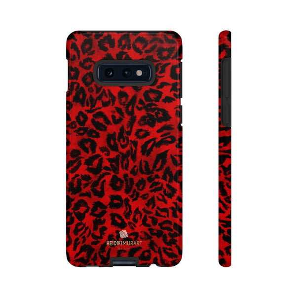 Red Leopard Print Phone Case, Animal Print Tough Designer Phone Case -Made in USA-Phone Case-Printify-Samsung Galaxy S10E-Glossy-Heidi Kimura Art LLC