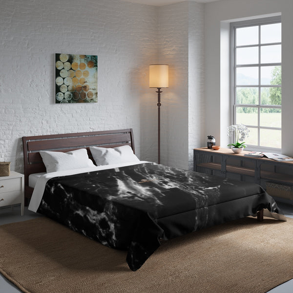 Cool Black White Marble Print Designer Comforter For King/Queen/Full/Twin-Made in USA-Comforter-Heidi Kimura Art LLC