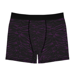 Deep Purple Black Tiger Striped Animal Print Sexy Hot Men's Boxer Briefs-Men's Underwear-L-Black Seams-Heidi Kimura Art LLC